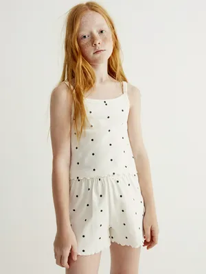 Пижама с принтом для девочек, белый, арт. 50285