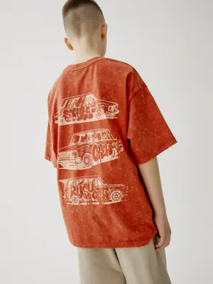 Футболка оверсайз SELA с принтом, оранжевый, арт. 50287
