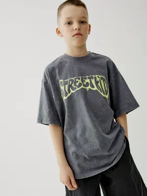 Футболка оверсайз SELA с принтом 'Street Kid', серый, арт. 50289