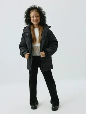 Вельветовые расклешенные брюки SELA для девочек, черный, арт. 50291