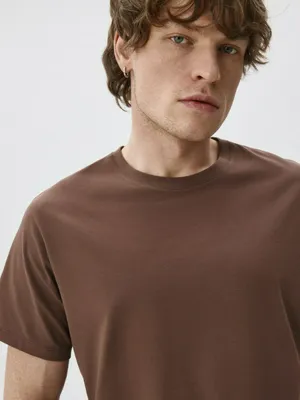 Футболка SELA ADAM SLIM FIT базовая, коричневый, арт. 50295