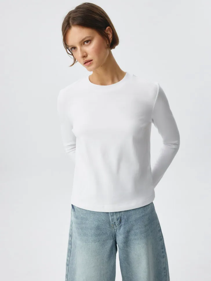 Базовый лонгслив, белый, арт. 5030