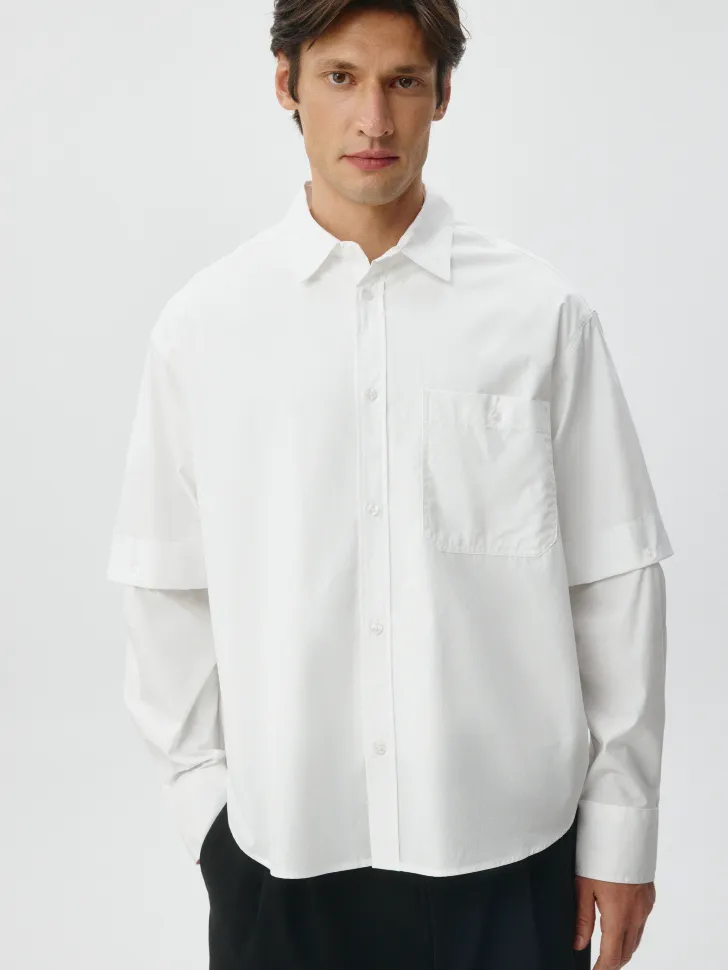 Рубашка-трансформер из поплина, белый, арт. 5032