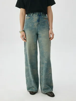 Джинсы WIDE LEG с потертостями, арт. 5037