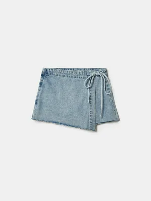 Джинсовая юбка-шорты для девочек Sela, голубой, арт. 50437
