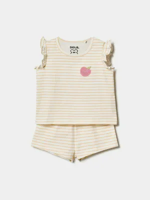 Комплект Sela блузка и шорты для малышей, бежевый, арт. 50438
