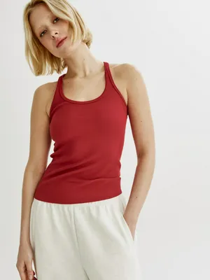 Базовый топ Sela в рубчик, бордовый, арт. 50440