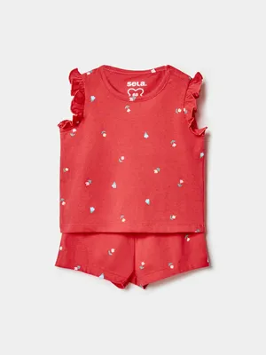 Комплект Sela для малышей из блузки и шорт, красный, арт. 50450