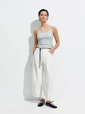 SELA Базовый топ в рубчик на тонких бретелях, серый, арт. 50474