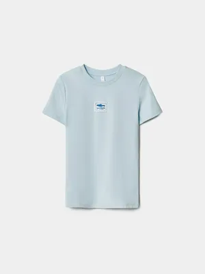 Футболка SELA приталенная с патчем, голубой, арт. 50483