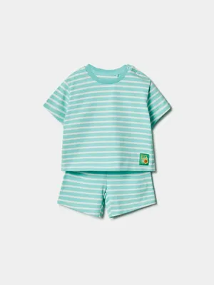 Комплект SELA для малышей, футболка и шорты в полоску, зеленый, арт. 50499