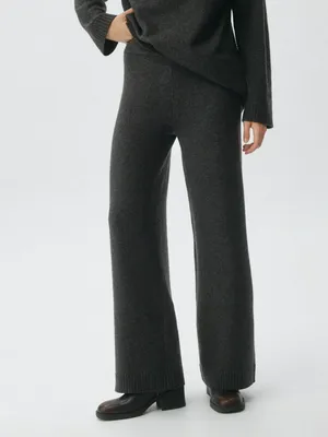 Вязаные брюки с ангорой и шерстью, серый, арт. 5050