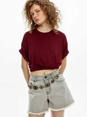 Футболка оверсайз SELA Young, бордовый, арт. 50512