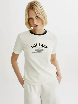 Футболка SELA приталенная с преппи-принтом, белый, арт. 50521