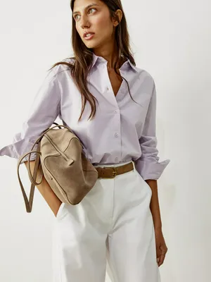 Рубашка SELA классическая хлопковая, фиолетовый, арт. 50523