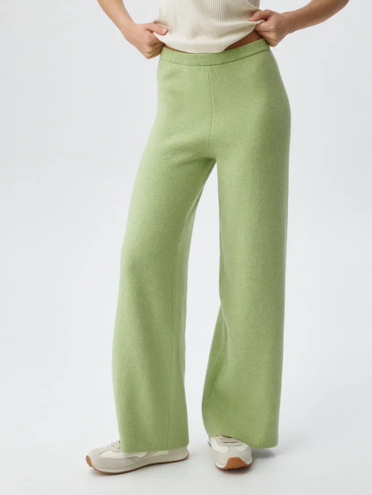 Вязаные брюки из шерсти и шелка, зеленый, арт. 5054