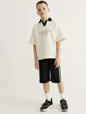 Шорты Sela удлиненные с лампасами для мальчиков, черный, арт. 50556