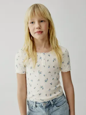 Футболка SELA облегающая с цветочным принтом, белый, арт. 50558