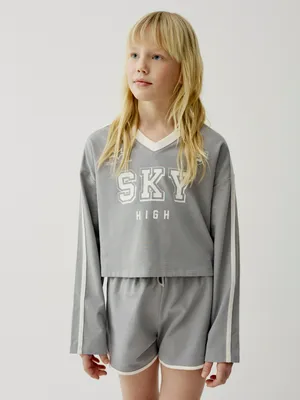 Лонгслив SELA укороченный для девочек, серый, арт. 50560