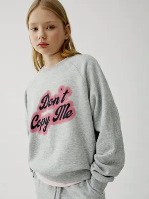 Свитшот оверсайз SELA с принтом для девочек, серый, арт. 50561