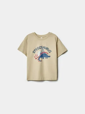 Футболка Sela оверсайз для мальчиков с принтом, бежевый, арт. 50569