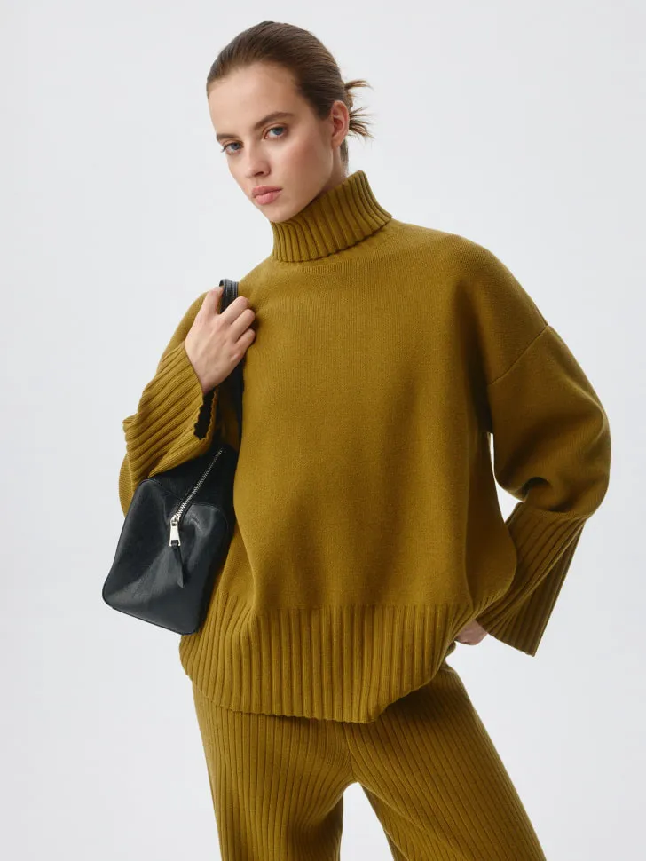 Вязаный джемпер оверсайз, хаки, арт. 5058