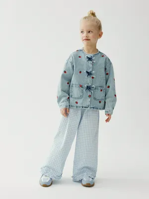 Брюки Sela хлопковые в клетку для девочек, разноцветный, арт. 50584