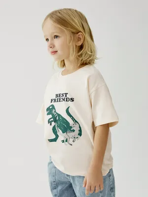 Футболка оверсайз с принтом SELA для мальчиков, бежевый, арт. 50588