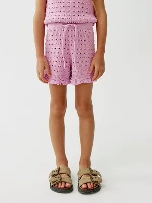 Вязаные шорты SELA с оборками для девочек, фиолетовый, арт. 50590