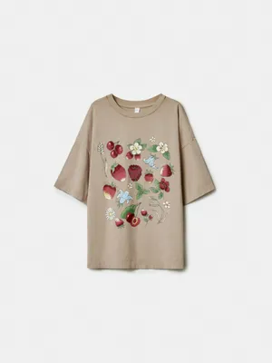 Футболка SELA оверсайз с принтом для девочек, разноцветный, арт. 50592