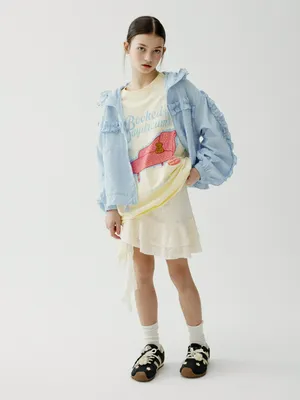 Юбка-шорты Sela из кружева с воланами для девочек, бежевый, арт. 50604