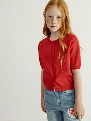 Детский кардиган с коротким рукавом SELA, красный, арт. 50606