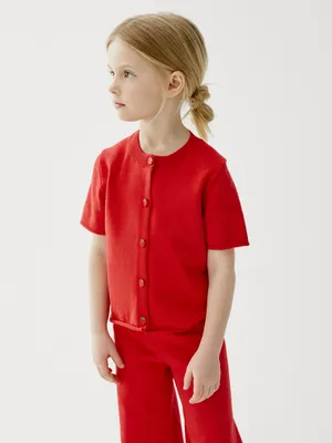 Кардиган Sela с короткими рукавами для девочек, красный, арт. 50609