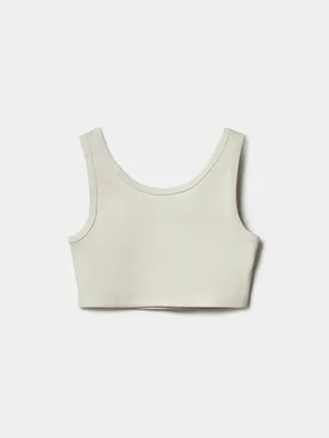 Укороченный топ SELA в рубчик для девочек, бежевый, арт. 50620