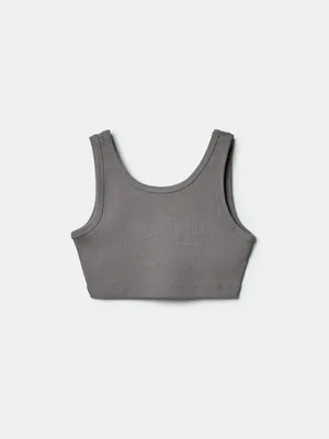 Укороченный топ SELA в рубчик, серый, арт. 50621