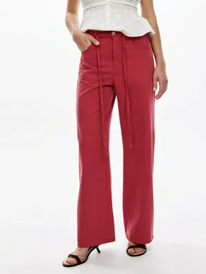 Джинсы SELA прямые из лиоцелла с кулиской, бордовый, арт. 50632