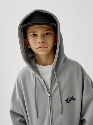 Толстовка оверсайз SELA с вышивкой, серый, арт. 50639