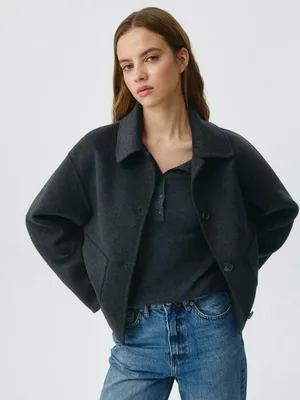 Короткое полупальто из драпа с добавлением шерсти, арт. 5064