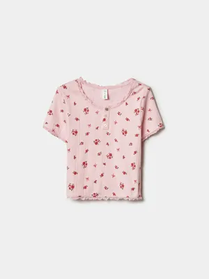 Футболка Sela для девочек с принтом, розовый, арт. 50643