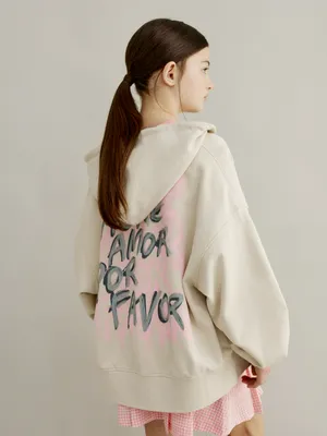 Толстовка SELA оверсайз с принтом для девочек, бежевый, арт. 50646