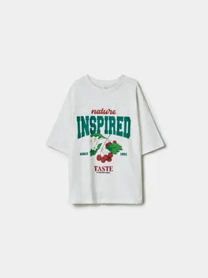 Футболка оверсайз Sela с принтом, белый, арт. 50651