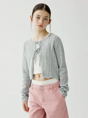 Ажурный кардиган SELA, серый, арт. 50652