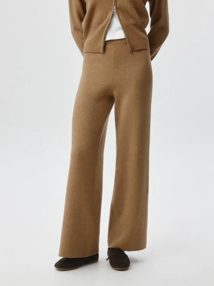 Вязаные брюки с содержанием шерсти и шелка, бежевый, арт. 5067