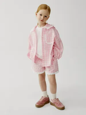Шорты SELA в клетку для девочек, розовый, арт. 50671