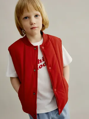 Жилет Sela стеганый дутый для мальчиков, красный, арт. 50678