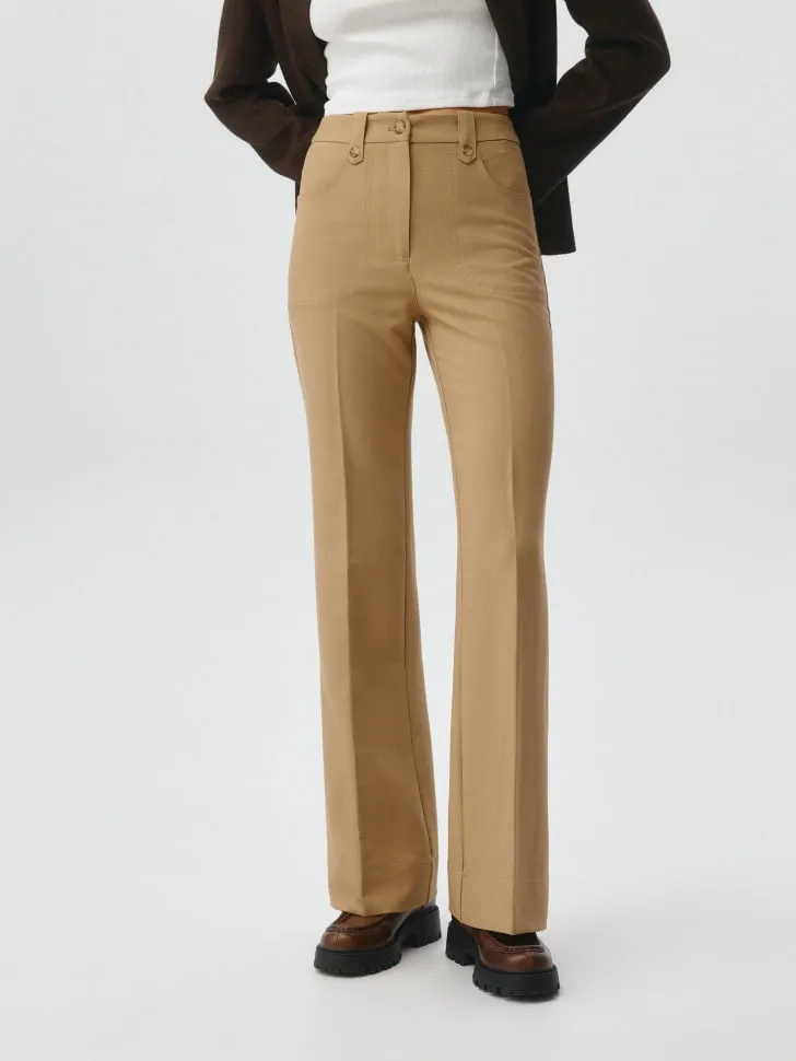 Брюки клеш со стрелками, бежевый, арт. 5068