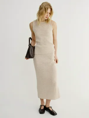 Юбка Sela миди фактурной вязки, бежевый, арт. 50701