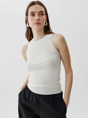 Топ Sela вязаный в рубчик, бежевый, арт. 50702