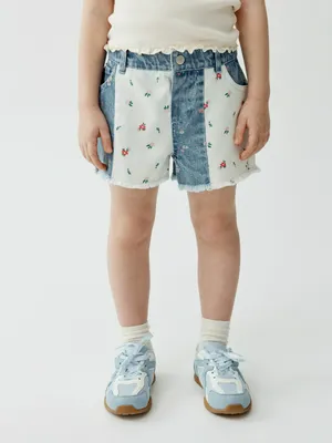 Джинсовые шорты Sela пэчворк для девочек, разноцветный, арт. 50708