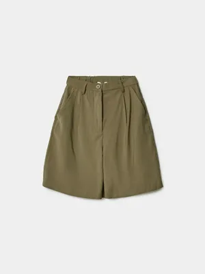 Костюмные шорты SELA на резинке, хаки, арт. 50710